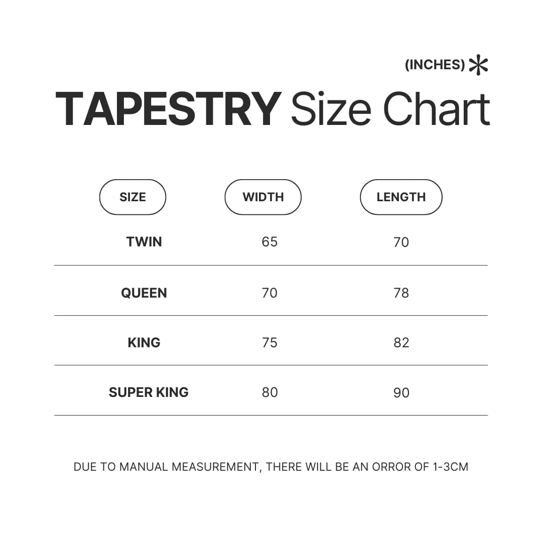 Tapestry Size Chart - JoJo's Bizarre Adventure UK Shop