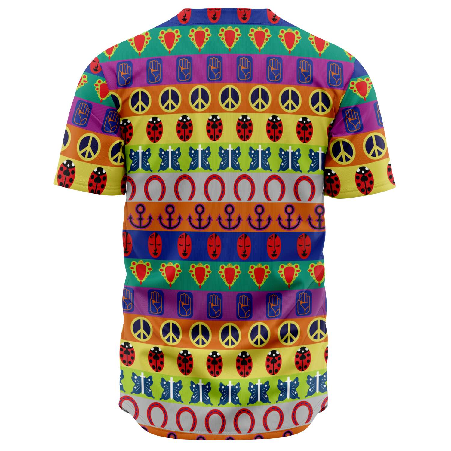 JoJo’s Bizarre Adventure Color Symbol Pattern Baseball Jersey - Image 2