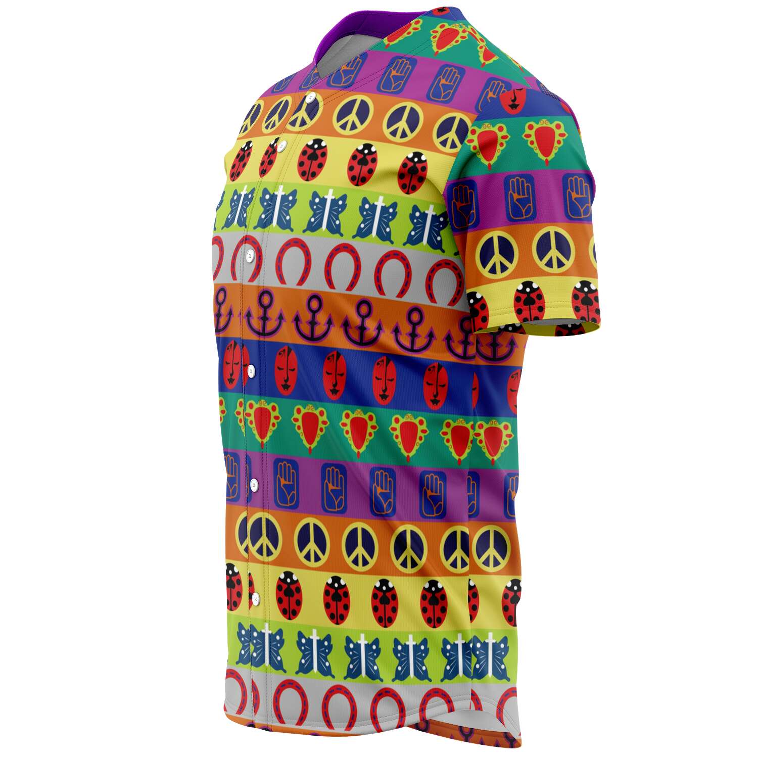 JoJo’s Bizarre Adventure Color Symbol Pattern Baseball Jersey - Image 3