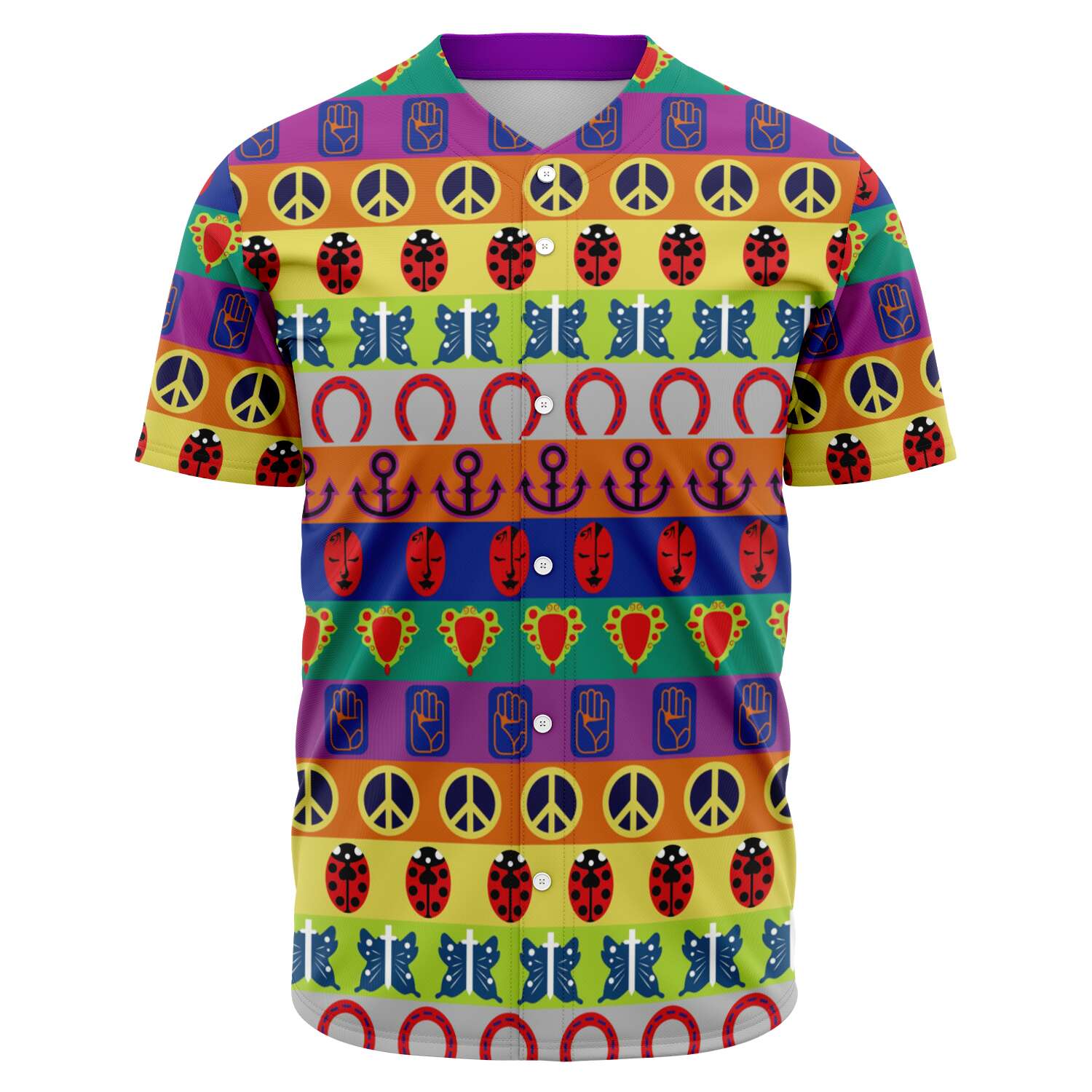 JoJo’s Bizarre Adventure Color Symbol Pattern Baseball Jersey